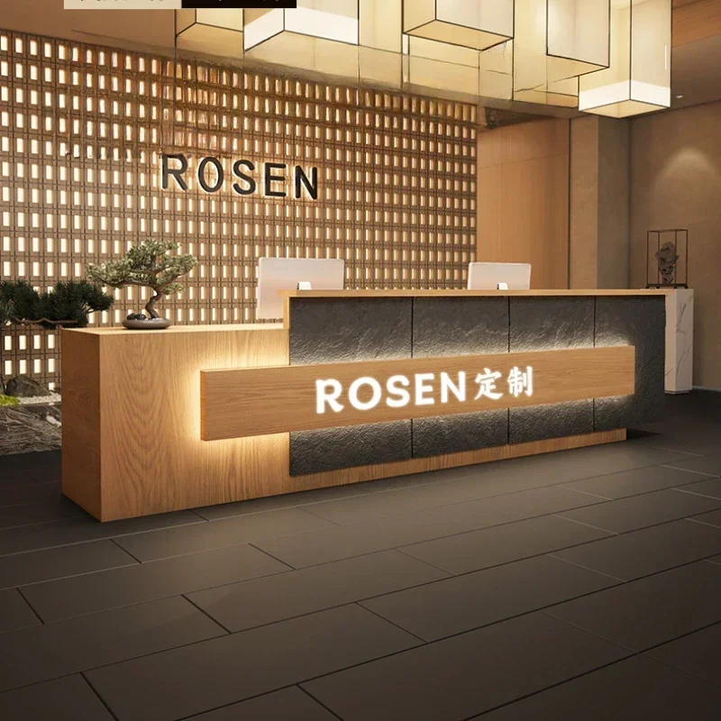 Beauty Institute Counter Reception Desk Luxury Receiption Modern Cosmetics Receptionist Front Salon Shop Service Hairdressing