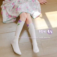 Spring Girls Socks Sweet Floral Pattern Long Socks Kids Cotton Soft Knee Socks For 1-8 Year-old Child 3 Pairs/lot 6