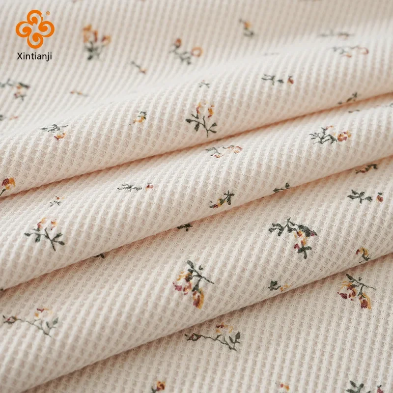 

Waffle Floral Print Fabric Sewing Children's Hair Bows Sweatpants Shorts Vest Bottom Shirt Children's Clothing Fabric Supplies