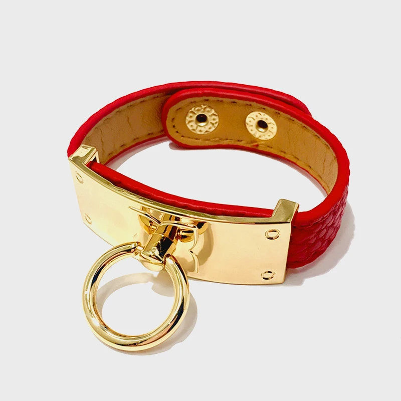 Top Quality 9 Colors Single Circle Leather Gold Plated Stainless Steel Bracelets Bangle For Women Fashion Jewelry 3