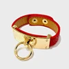 Top Quality 9 Colors Single Circle Leather Gold Plated Stainless Steel Bracelets Bangle For Women Fashion Jewelry 3