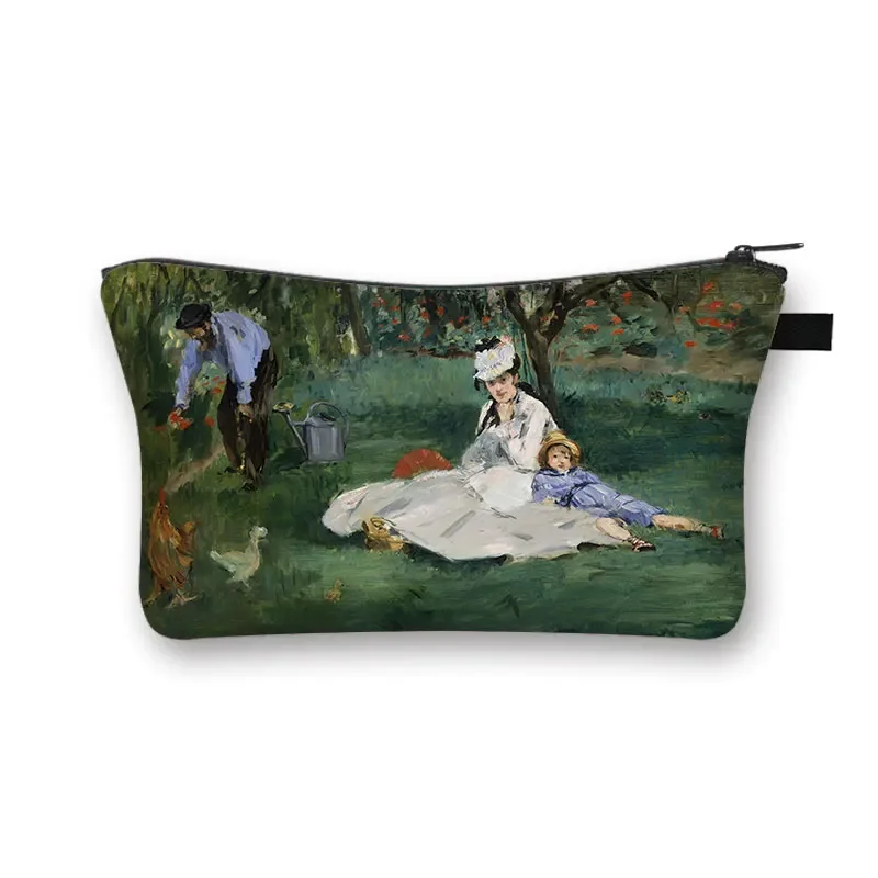 Starry Night Kiss Waterlily Painting Cosmetic Bag Van Gogh Gustav Klimt Monet Women Makeup Bag Ladies Cosmetic Case cosmetic bag cosmetic storage bag makeup bag cosmetic case
