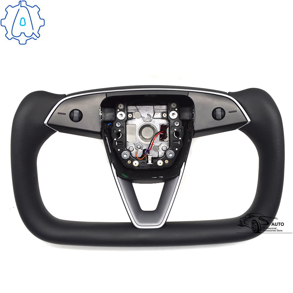 

For Tesla Model 3 Yoke multifunctional black leather steering wheel