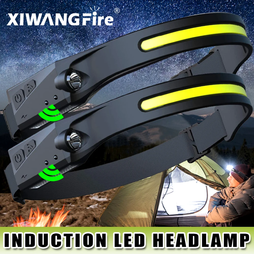 230°Bright Beam Headlamp  Spotlight,Motion Sensor,6 Modes Lightweight Head  Lamps Flashlight Repairing,Camping Running,Cycling AliExpress