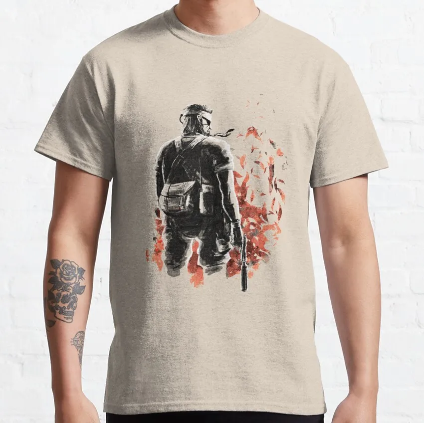 Metal Gear Solid Big Boss Sketch Graphic Cotton T-Shirt - Plus Size Men's Gaming Apparel