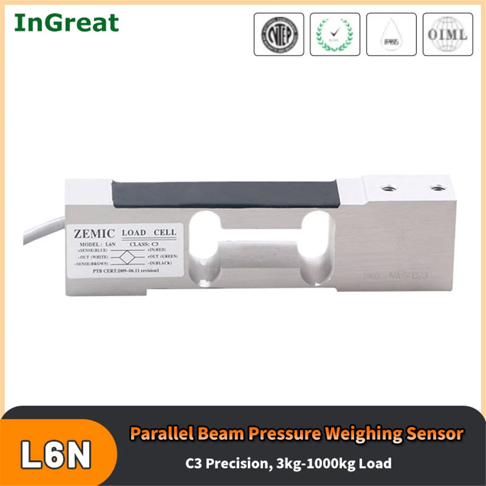 

L6N ZEMIC Weighting Sensor Aluminum Alloy Electronic Platform Scale Load Cell Parallel Beam 3kg-100kg Preasure Weight Sensor C3