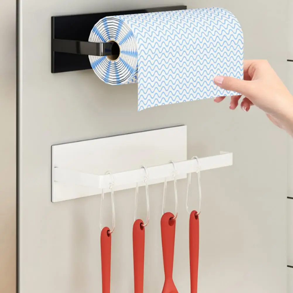 Magnetic Paper Towel Holder Fridge Side Door Magnetic Storage Rack Kitchen Microwave Oven Side Paper Roll ClingFilm Organizer