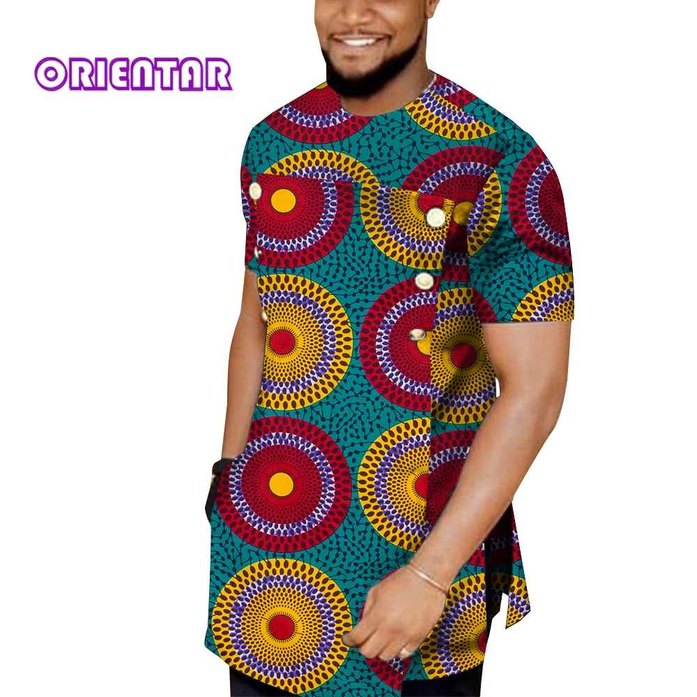 アフリカンメンズウェア アンカラファッションtシャツ アフリカンスタイルのブラウス 半袖プリントトップ ナイジェリアファッション衣類 Wyn1724 アフリカ 服 Aliexpress