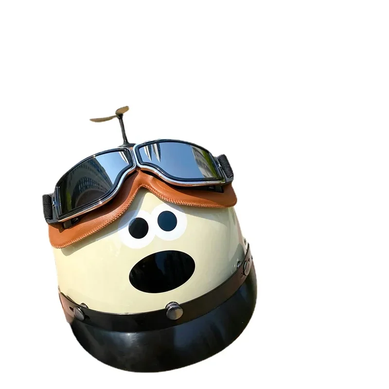 YY Cartoon Dog Helmet Creative Battery Electric Motorcycle Half Helmet Summer welding skull mask solar automatic darkening welding helmet li battery electric din4 9 13 tig mig welder mask protected shield