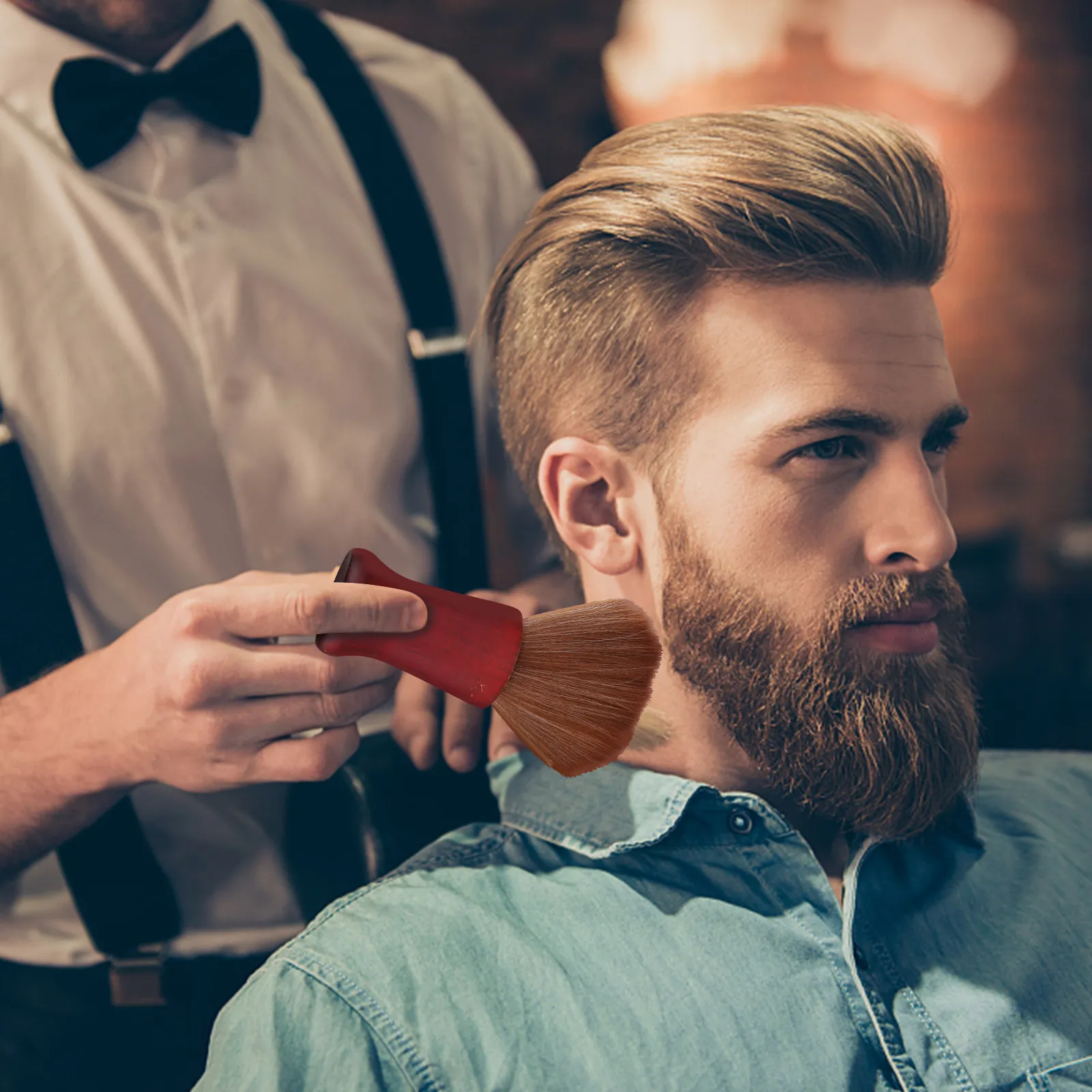 1개 고급 나무 손잡이 머리카락 제거 브러쉬 (목, 얼굴, 귀 청소용) 살롱, 이발소, 미용실, 헤어컷, 먼지 제거용