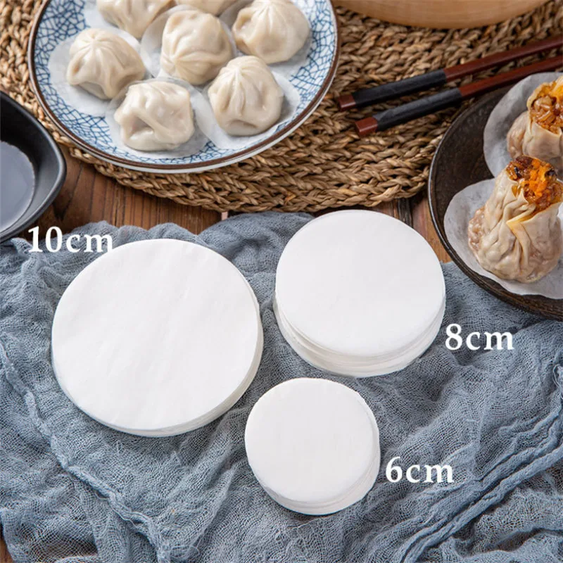 

500Pc Round Steamed Bun White Papers Non-stick Household Snack Bread Cake Steamer Oil Paper Pads