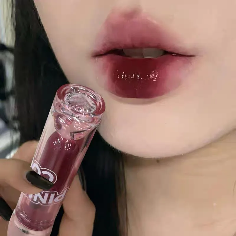 Sexy Red Lipgloss Mirror Glass Water Light Clear Lip Gloss Waterproof and Non Stick Liquid Lipstick Nude Lip Tint Korean Make Up lip gloss lip makeup lip tint
