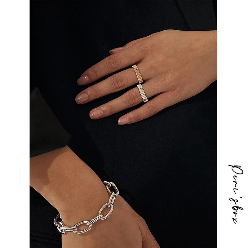 2 Sizes Gold/Silver Color Textured Opening Ring for Women Metal Wide Thin Simple Minimalist Finger Rings Jewelry