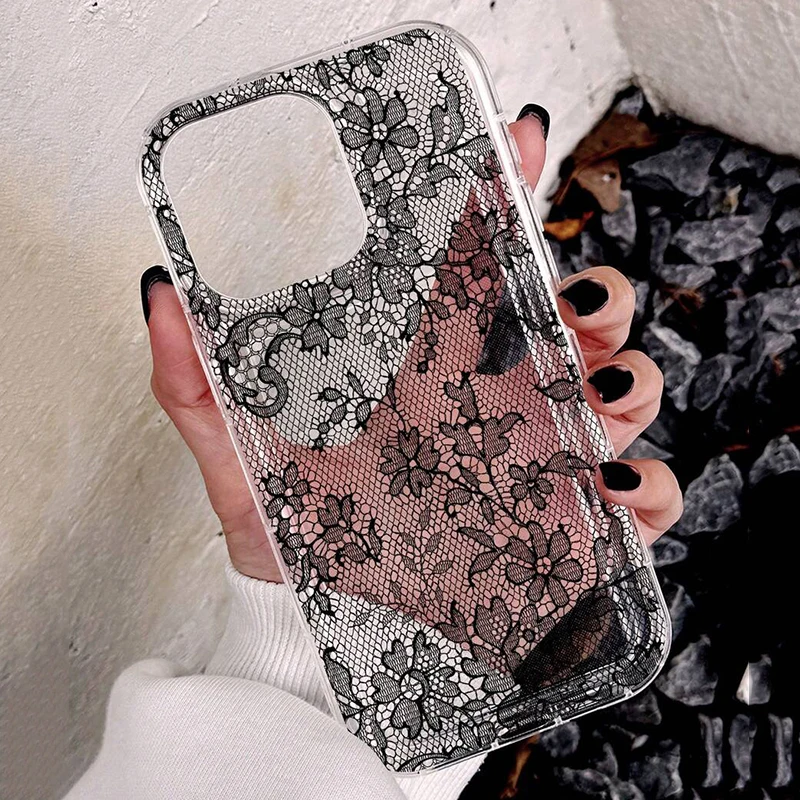 Romantic Lace Pattern Soft Transparent Phone Case