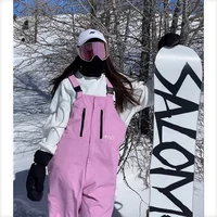 Unisex Ski Pants Overalls Pink Suspenders Trousers For Men Women Windproof Waterproof Warm Outdoor Snowboard Sports Clothing 1