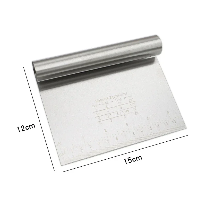 Stainless Steel Dough Pastry Scraper Pizza Cutter Chopper with Measuring Scale Multipurpose Cake Bread Separator Scale Knife dough scraper baking tool dough cutter baking accessories cake scraper bread cutter