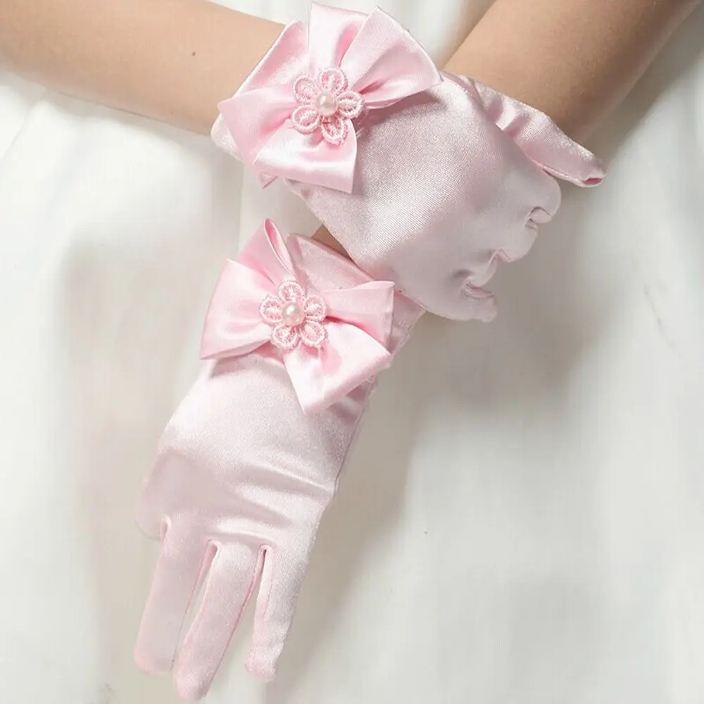 

Quality Wedding Short Gloves 1pair Children's Party Bowknot Gloves Dress Gloves Princess Gloves Brief Paragraph Lady Gloves