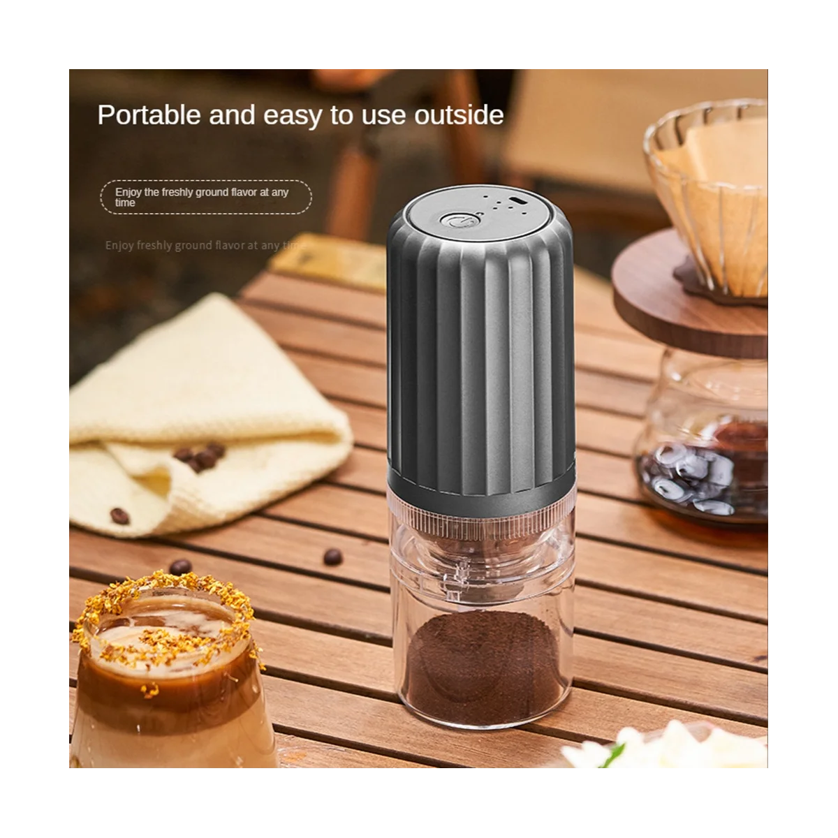 

Электрическая кофемолка, бытовая Съемная кофемолка с USB-зарядкой, серый цвет, для офиса и кухни