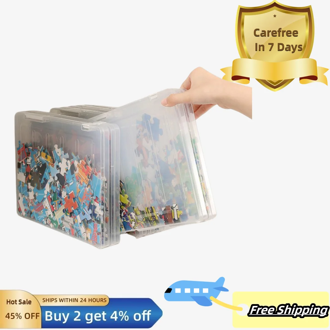 Puzzle Storage Box Useful High Capacity Portable Clear Space-saving Toy  Sorting Box for Home