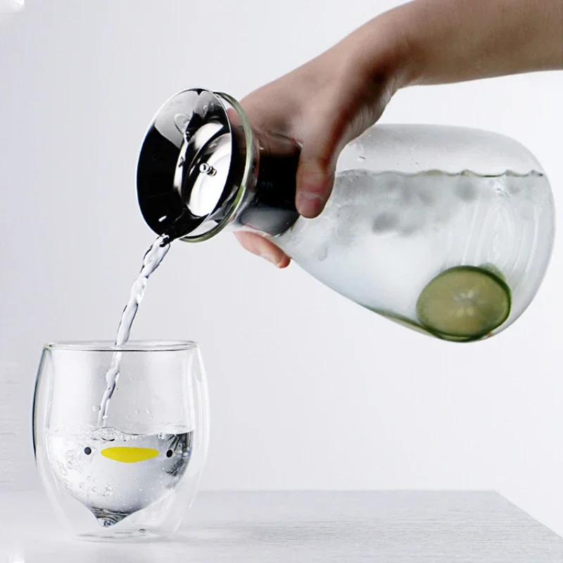 

Simple Heat Resistant Glass Kettle High Temperature Resistance Beverage Dispenser Juice Container Water Jug Glass Drinkware Lid
