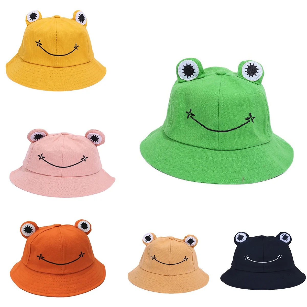 1PC Cute Frog Bucket Hat, Yellow Cartoon Animal Ear Sun Hat, Stylish Outdoor Casual Hat, Breathable Summer Travel Cap