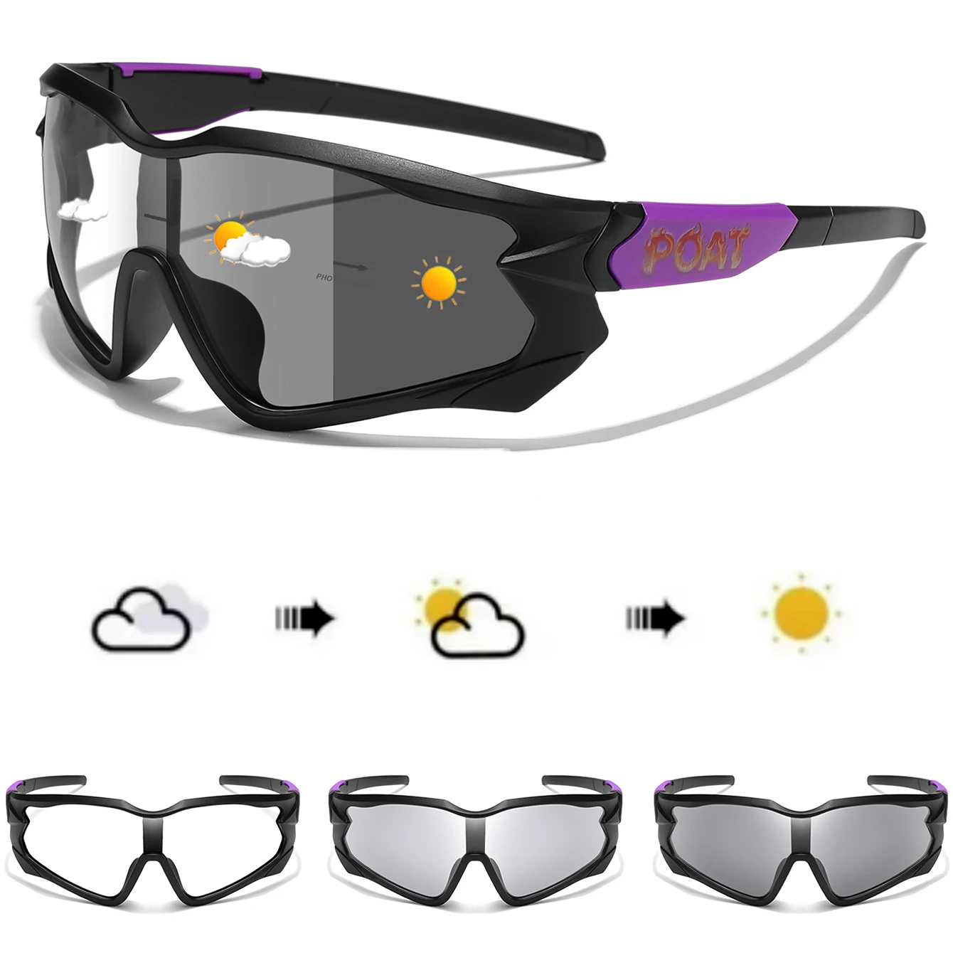 POAT Unisex Photochromic Sports Sunglasses