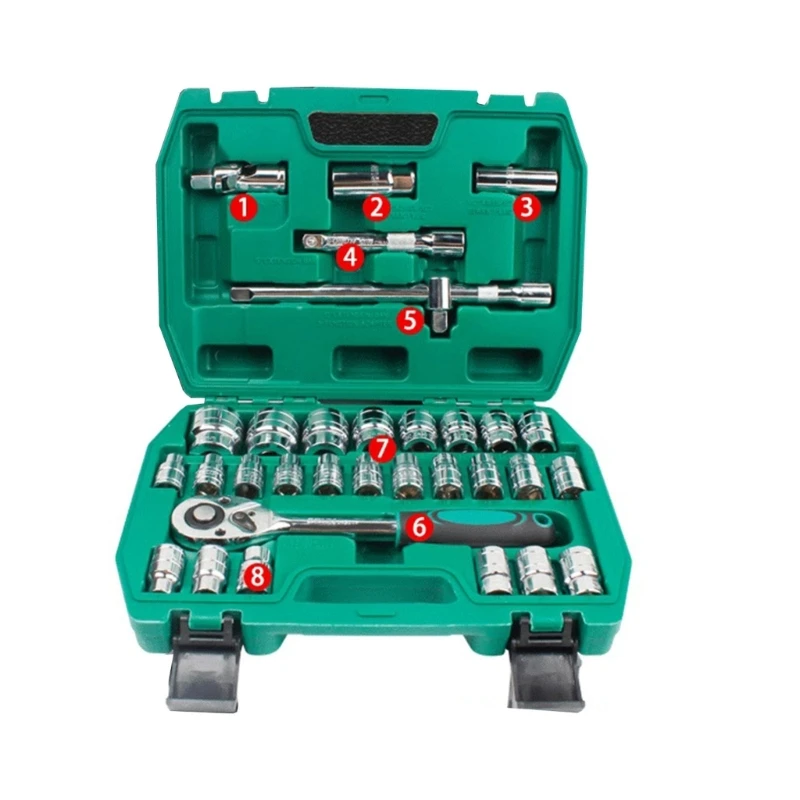 

10/23/37/46Pcs Socket Wrench Ratchet Wrench Set Multifunctional Repair Professional Machine Repair Metalworking Tools