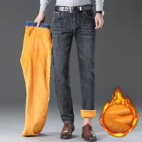 2024 hommes hiver classique affaires qualité célèbre marque polaire pantalon droit hiver thermique chaud en peluche Stretch jean 4