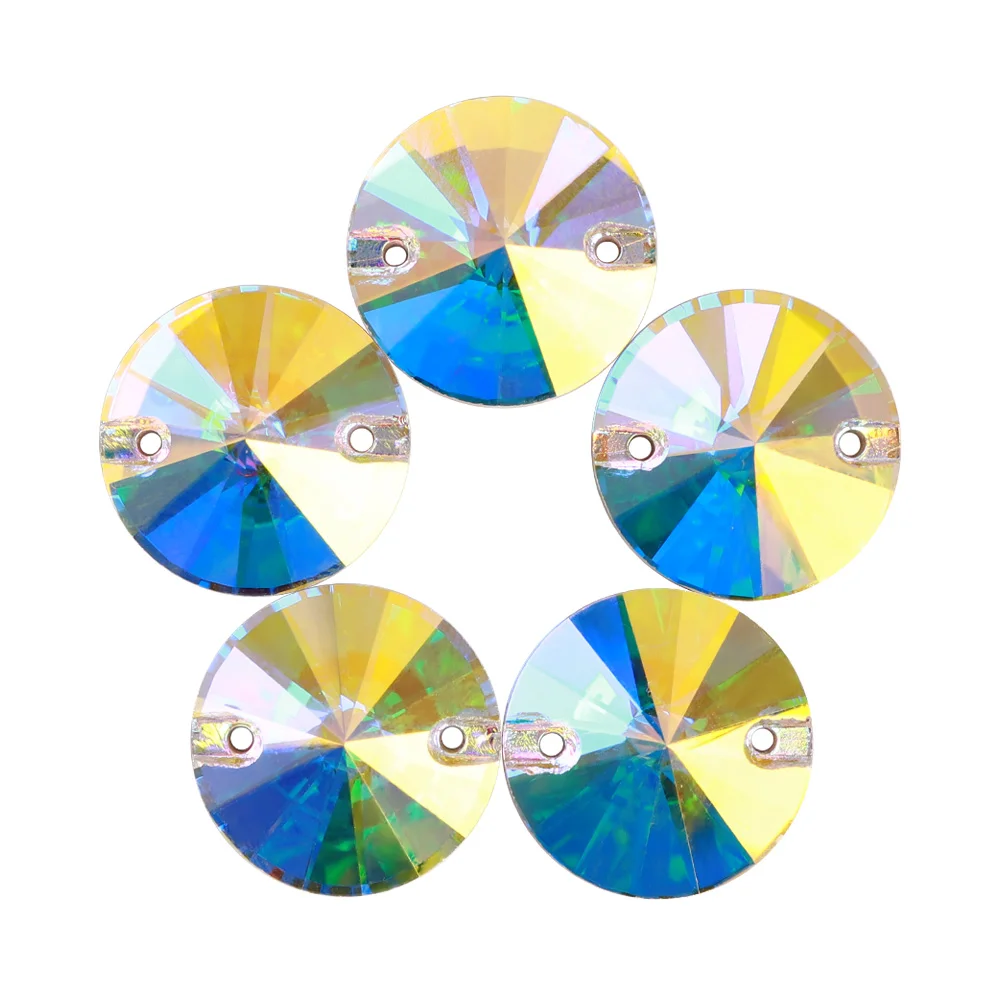 리볼리 크리스탈 AB K9 유리 재봉 라인스톤, 크리스탈 플랫백 재봉 스트라스 스톤, DIY 공예 의류, 최고 품질