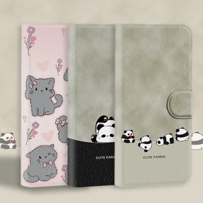 Premium PU Leather Flip Case with Magnetic Closure and Cat Design - Elegant Phone Case Cover