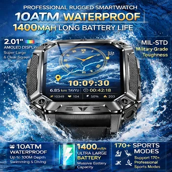 Nuovo Smartwatch GPS Outdoor 2026 con Batteria ad Alta Capacità da 1400mAh, Schermo in Zaffiro da 2.01", Impermeabile 10ATM, Lampada Bicolore