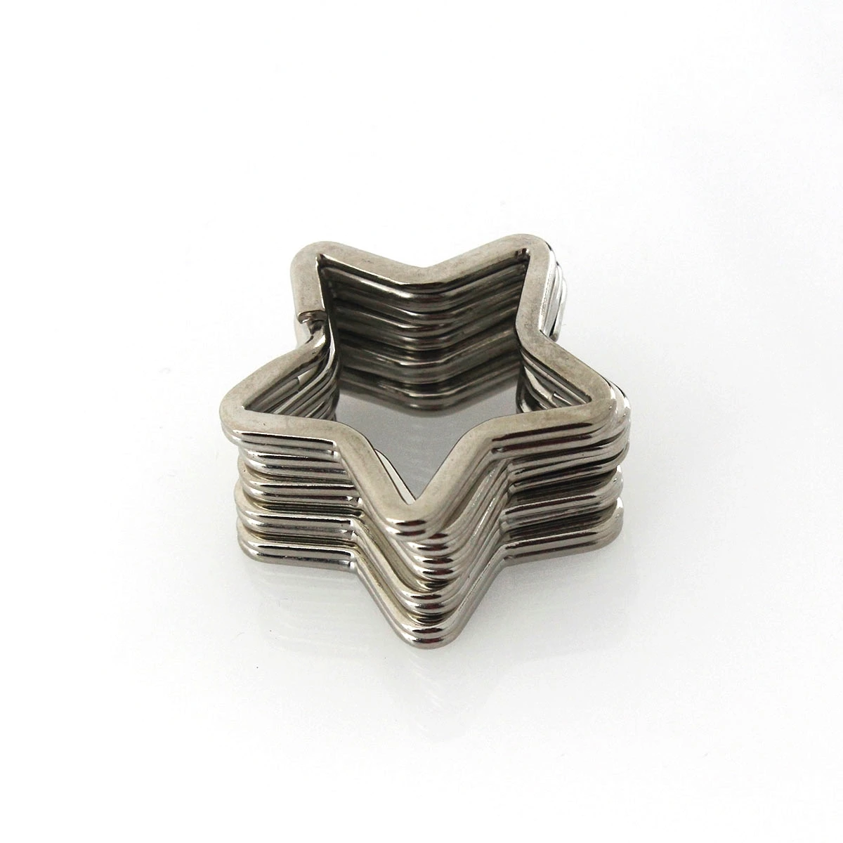 5pcs 금속 패션 스타 모양 분할 반지 더블 루프 Keyring 패션 특별 키 체인 키 홀더 DIY 가죽 공예 하드웨어