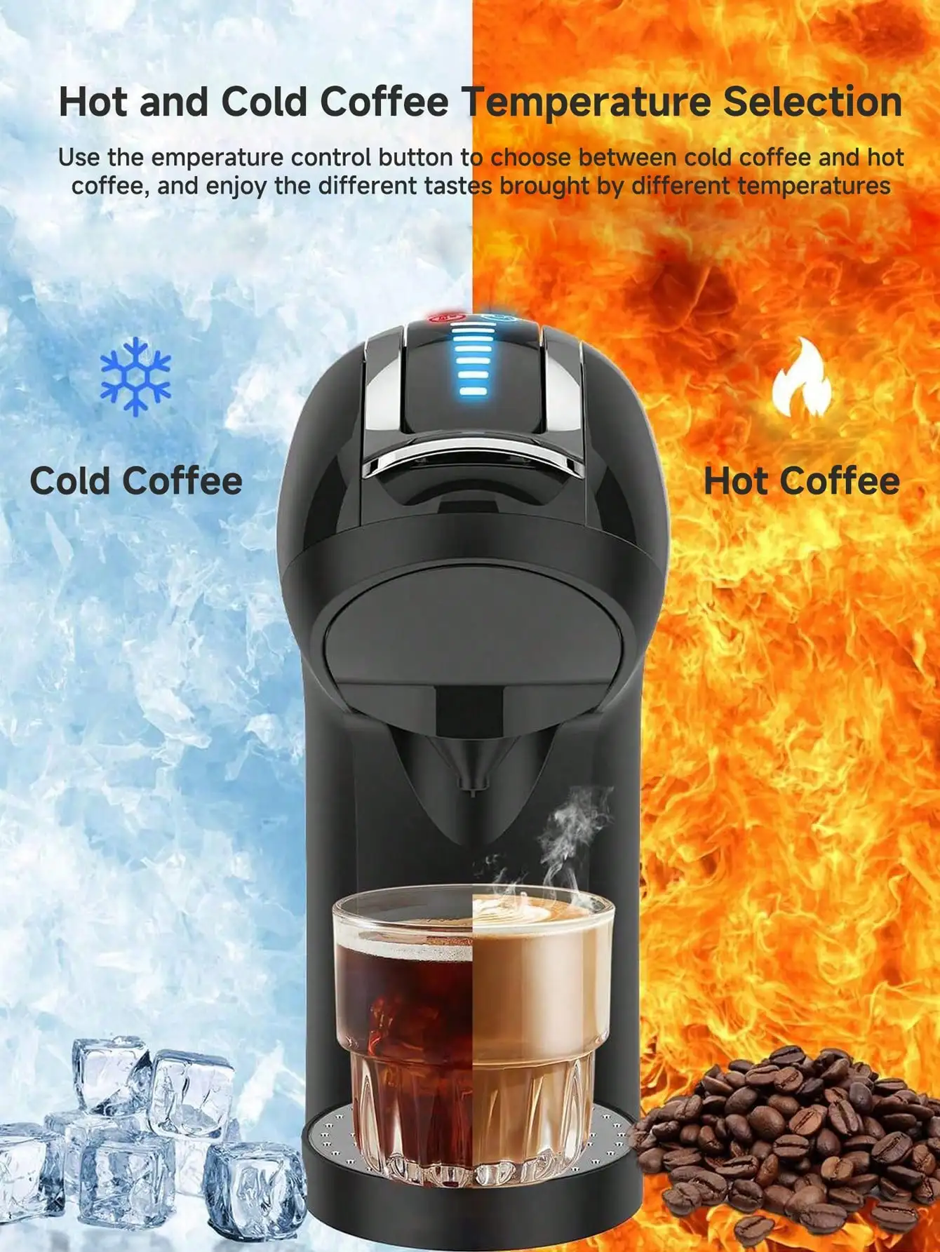 One Pcs Capsule Coffee Machine 5 in 1 Hot and Cold Espresso Coffee Maker for K-Cup Capsule Ese Pod Ground Coffee 19 Bar High Pre 3