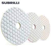 SUBRILLI 4" 3 Steps Dry Diamond Polishing Pad 100mm Flexible Resin Bond Grinding Wheel Stone Granite Marble Concrete Restoration
