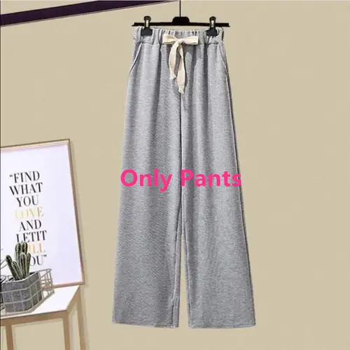 2025 Spring Korean Fashion Knitwear Sweater Wide Leg Pants Two Piece Set Women's Casual Sweatshirts High Waist Trousers Suits - Image 9