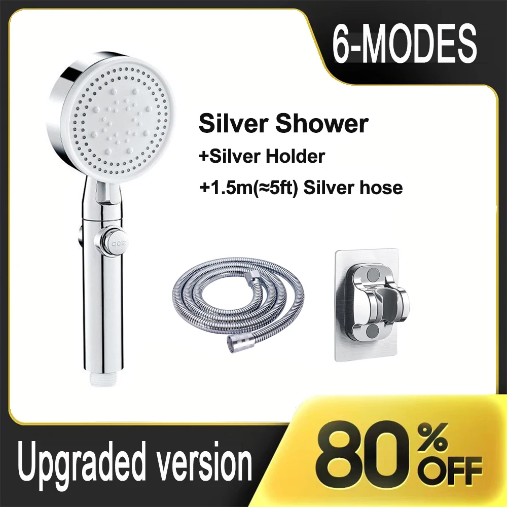 6speedAjustableHighpressureShowerHeadOnekeyStopWaterWater