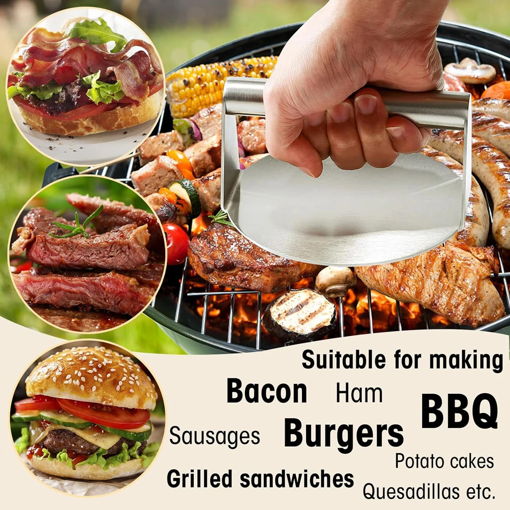 Hamburger Meat Press 430 Stainless Steel Circular Square Burger Meat Press Kitchen Tool Non-Stick Plate burger press burger maker
