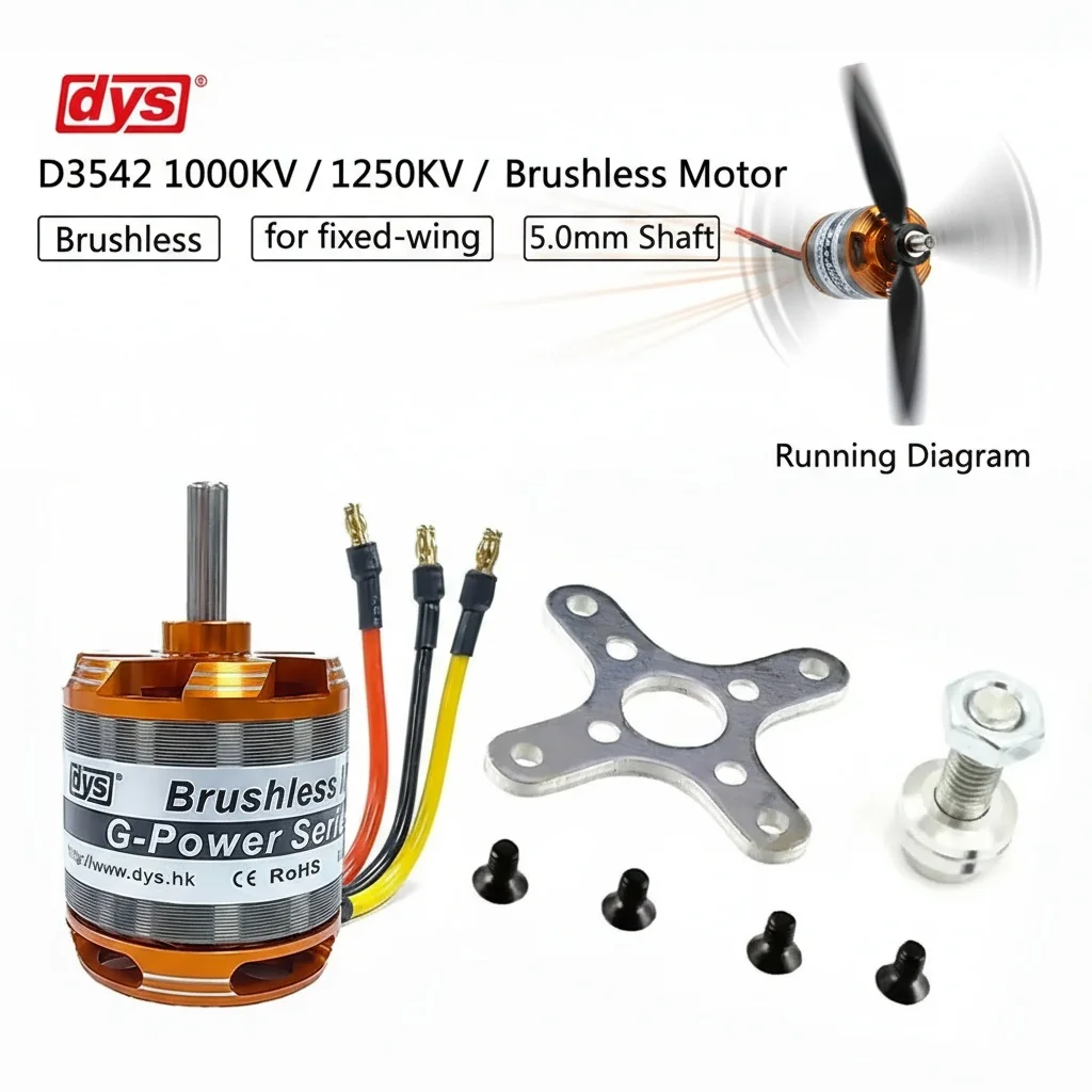 Moteur Brushless DYS D3542 1450KV avec support de montage et vis