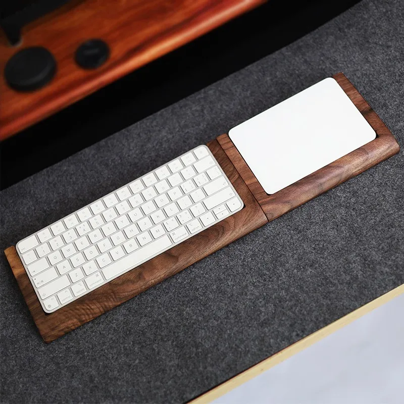 Bandeja de Madeira Sólida de Noz Descanso de Palma para Teclado Mágico Apple Touch id Suporte Magic Trackpad Suporte de Pulso em 1 - Imagem 4