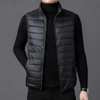 Men's Lightweight Loose Fit down Cotton Vest Autumn Winter Warm Outerwear Stand Collar Casual Faion Office Wear Cotton