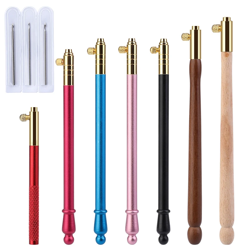 RORGETO Tambour Hook French Embroidery Needles Punch Pen with 3 Needles Crochet Hook for Cross Stitching Knitting Craft Kit