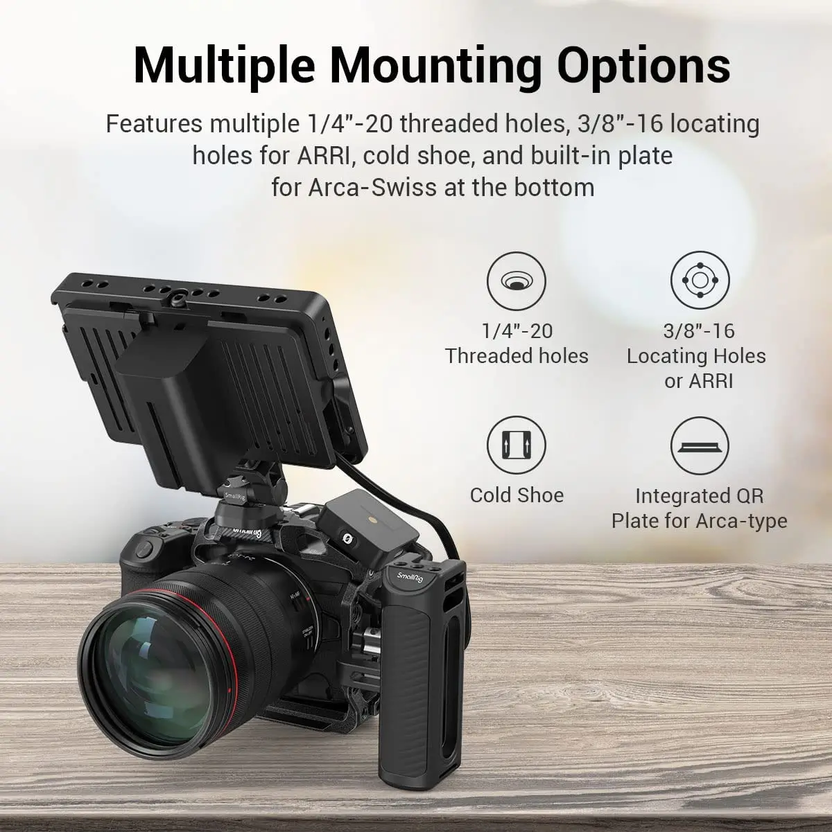 SmallRig EOS R5/EOS R5 C/EOS R6 “Black Mamba“ Camera Half Cage for Canon EOS R5/EOS R5 C/EOS R6 with Cable Clamp 3656 - Image 6