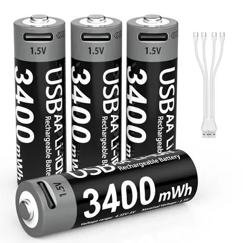 Kuugro Li-ion AAA and AA Rechargeable Batteries USB Lithium-ion 3400mWh 1.5V AA Rechargeable Batteries+1100mWh 1.5V AAA Battery - Image 2