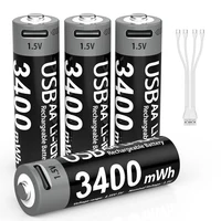 MATOV Li-ion AAA and AA Rechargeable Batteries USB Lithium-ion 3400mWh 1.5V AA Rechargeable Batteries+1100mWh 1.5V AAA Battery 2