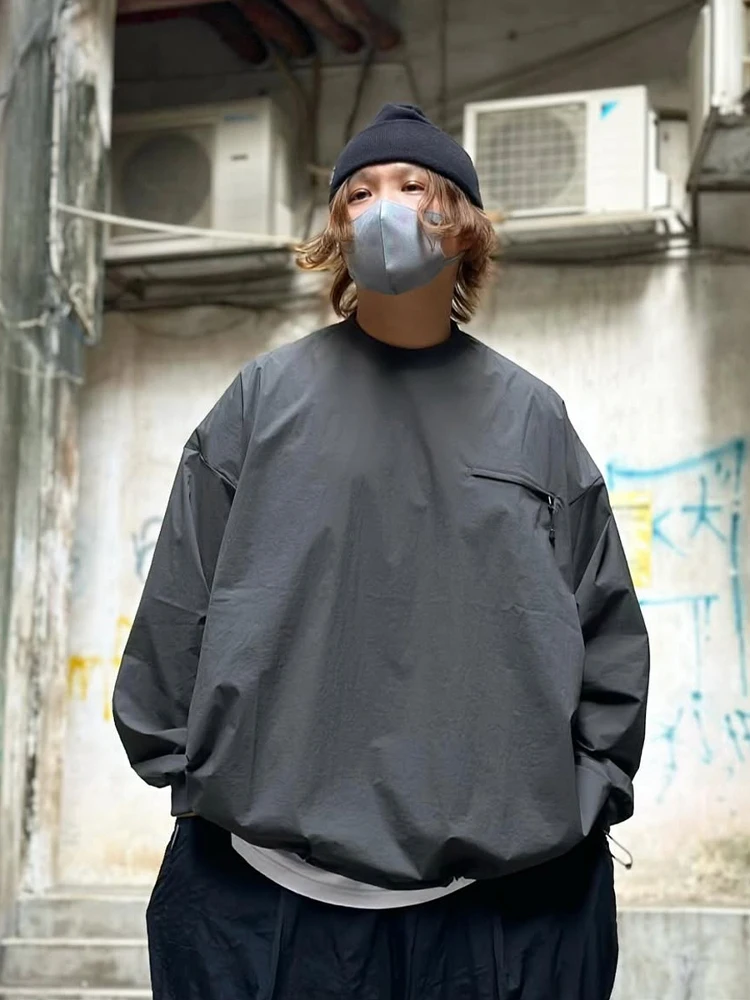 Qui Dry Nylon Long Sve Loose Fit Outdoor T-irt Men's Spring Autumn Dstring Hem Japanese Sle Retro Mountain Sle