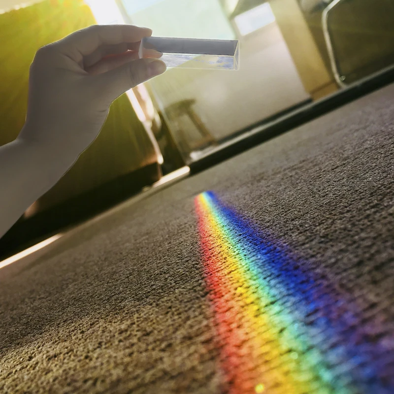 Optical Prisms 25x25x80mm Triangular Prism BK7 Optical Prisms Glass Physics Teaching Refracted Light Spectrum Rainbow Children Students Present