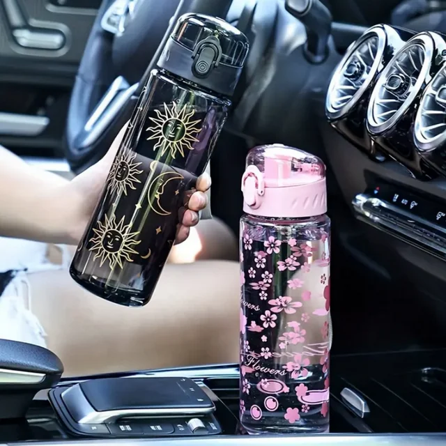 780ML Large Capacity Sports Transparent Water Bottle Leakproof Flower Plastic Drinking Bottles Outdoor Cycling Hiking Gym Jugs 3
