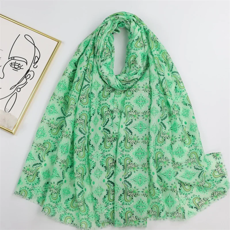 180*90Cm Viscose Scarves for Women Fashion Designer Cashew Floral Fringe Shawls And Wraps Pashmina Stole Bufandas Muslim Sjaal