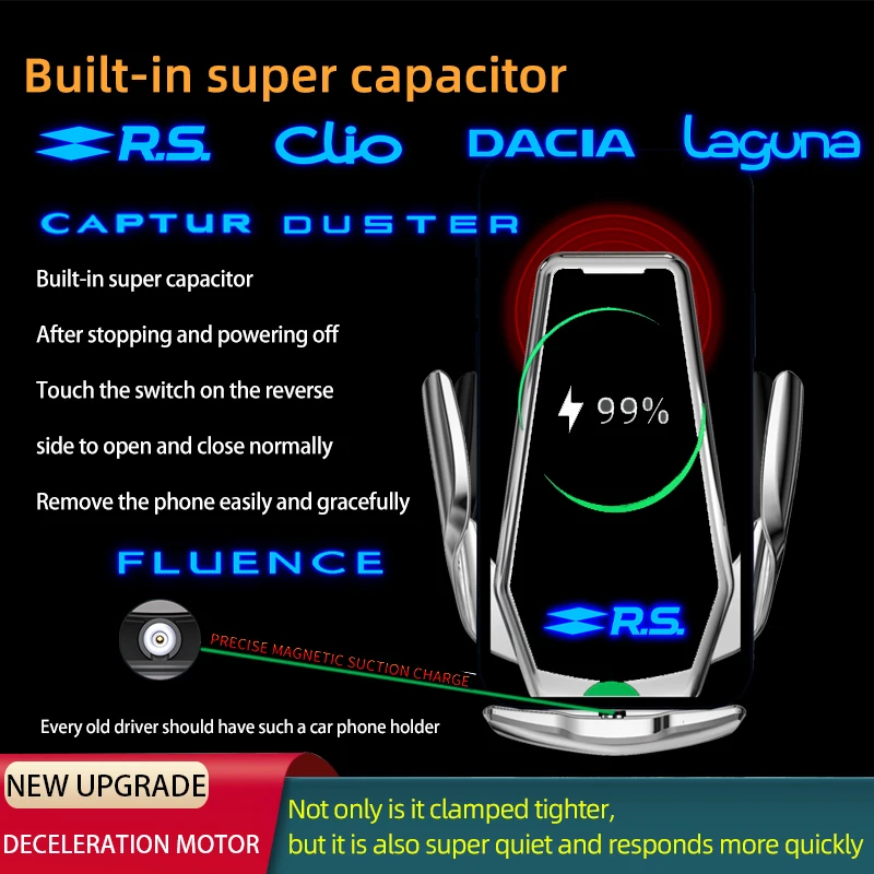 Smart Induktion Drahtlose Lade Auto Telefon Halter Für Renault RS Megane  Clio Captur Logan Duster Espace Zubehör - AliExpress