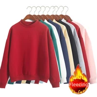 Christmas Fleece Half High Neck Long Sleeve Casual Top Woman Sweet Clothes Autumn Winter Youthful Solid Simple Pink Sweatshirts 1